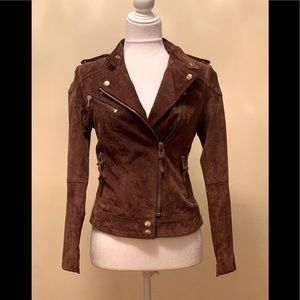 MNG brown suede Moto jacket